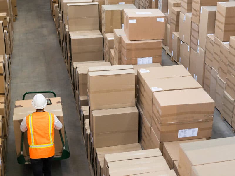 Local Storage vs Amazon FBA - a man walking through a storage warehouse